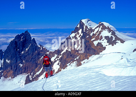 Bergsteigen auf Mount Baker, WA Stockfoto