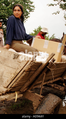 Romani Gipsy Gemeinschaft Dorf im Bezirk Spantov, Südosten Rumäniens. Stockfoto