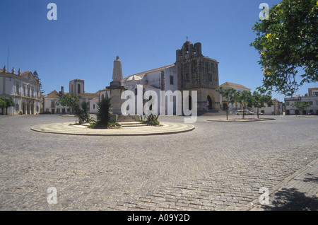 Cathedral Square Altstadt Faro Algarve Portugal Stockfoto