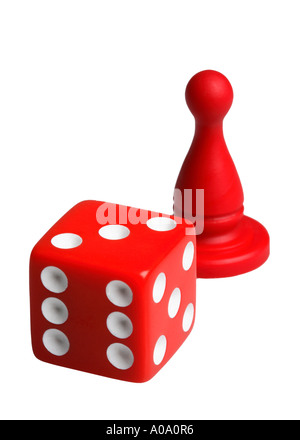 Sterben und Spielfigur Stockfoto