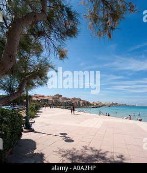 Strand und Meer promenade in l ' Ile Rousse, La Balagne, Korsika, Frankreich Stockfoto