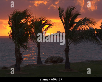 Sonnenuntergang über der Bucht von Biscayne, Miami, Florida Stockfoto