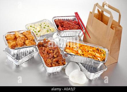 CHINESE FOOD TAKE AWAY AUSWAHL Stockfoto