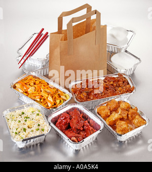 CHINESE FOOD TAKE AWAY AUSWAHL Stockfoto