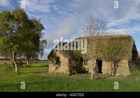 Historisches Bauernhaus Leanach auf Culloden Schlachtfeld von Bonnie Prince Charles Inverness Schottisches Hochland verwendet Stockfoto