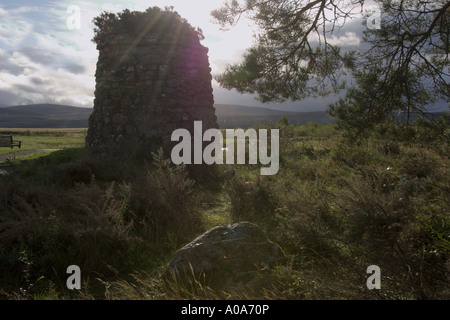 Winter leichte Memorial Cairn auf Culloden Schlachtfeld in der Nähe von Culloden Visitor Centre Inverness Schottisches Hochland Stockfoto