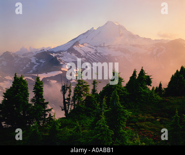 Mt Baker durch den Nebel bei Sonnenuntergang vom Tafelberg Stockfoto