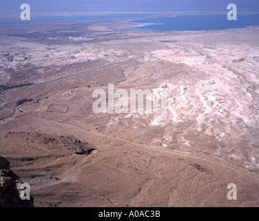 Blick vom Masada in römischen Feldlagers in Richtung Totes Meer Israel Stockfoto