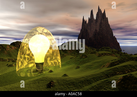 Landschaft Aussichtsberg grün gelb Stockfoto