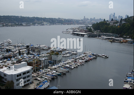 Luftaufnahme von Hausbooten Lake Union Seattle Washington Oktober 2006 Stockfoto