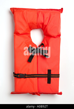 Orange Rettungsring Rettungsweste Schwimmweste Stockfoto