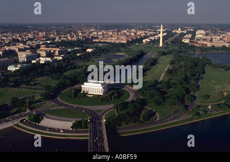 Luftbild von der Mall Gegend von Washington DC zeigt das Lincoln Memorial Washington Monument und das Capitol-AA06743 Stockfoto