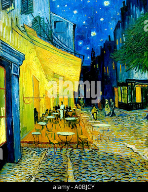 Café Van Gogh (die Caféterrasse bei Nacht) Arles Place du Forum 1888 Vincent Van Gogh 1853-1890 Niederlande Niederlande Stockfoto