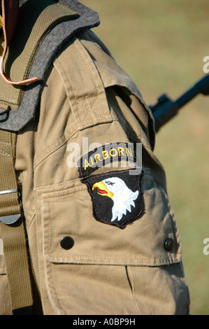 Schauspieler während der Demonstration des zweiten Weltkriegs zeigen in Taccoa Georgia 501 501st Airborne Division in alten Uniformen der Ära Stockfoto