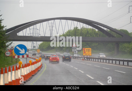 Baustellen auf Autobahn M56 Cheshire England