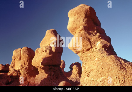 Sonnenuntergang bei Goblin Valley State Park Utah USA Stockfoto