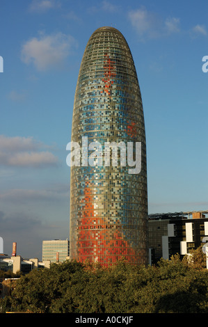AGBAR-Turm, entworfen von dem Architekten Jean Nouvel Barcelona Catalunya Spanien Stockfoto
