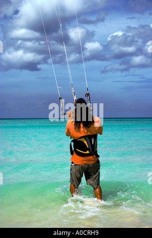 Kitesurfen in Aruba Stockfoto