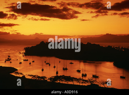 South Pacific, Fidschi, Vanua Levu Island, Savusavu Hafen, Sonnenuntergang Stockfoto