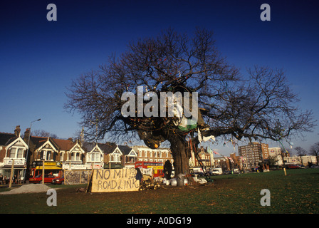 Eco Demonstranten protestieren Autobahn M11 Link Road Protest" George Green "wanstead East London Kastanie schneiden Sie die London 1993 1990 s UK HOMER SYKES Stockfoto