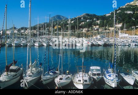 Blick vom Yacht Club, Port, Javea / Xabia, Provinz Alicante, Valencia, Spanien Stockfoto