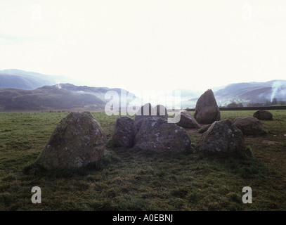 Einem sehr kalten Wintern Morgen im Lake District neben Castlerigg Stone Circle in der Nähe von Keswick Stockfoto