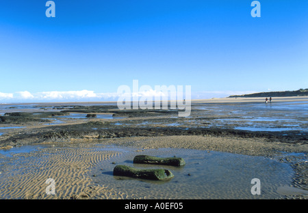 ZWEI ZENTRALE MELDET BRONZEZEIT POST HOLZ ZIRKEL VON HOLME ALS NÄCHSTES DAS MEER NORTH NORFOLK, NORFOLK EAST ANGLIA ENGLAND UK Stockfoto