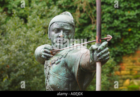 Statue von Robin Hood in Nottingham UK Stockfoto