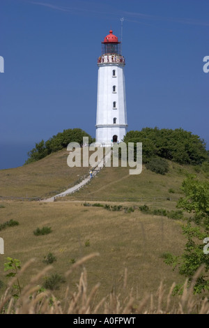 Leuchtturm auf der Insel Hiddensee, Deutschland, Dornbusch Stockfoto