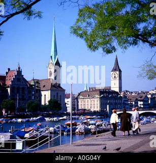 Zürich mit dem Fluss Limmat. Stockfoto