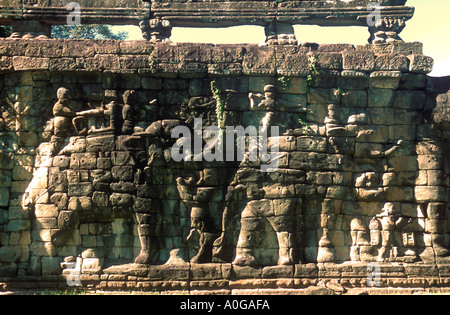 Elefant Terrasse Teil von Angkor Thom am Angkor Wat Siem Reap Kambodscha Stockfoto