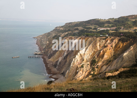 Klippen am Alum Chine Isle Of Wight im Morgenlicht Stockfoto