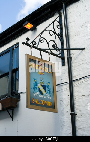 Pub Schild Salcombe Devon UK das Fortescue Inn Stockfoto