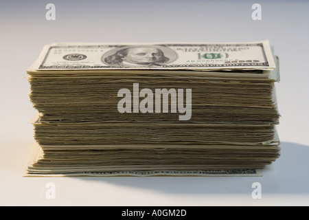 Nahaufnahme von einem Stapel von amerikanisches Geld Stockfoto
