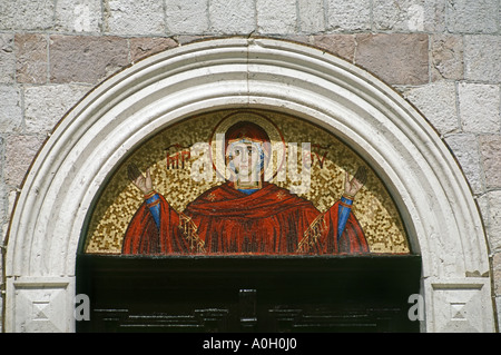 Mosaik in der Kirche der Heiligen Dreifaltigkeit (Sv Trojica) in Budva, Montenegro Adria Bereich Stockfoto