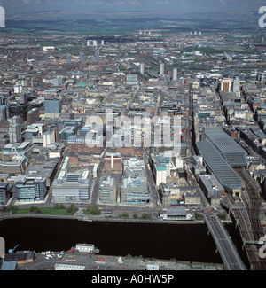 Fluss Clyde und Stadt Glasgow Schottland Luftbild Stockfoto