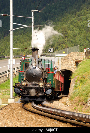 Dampf Lok HG 2/3 1-8 Breithorn, erbaut 1906, Matterhorn Gotthard Bahn, Schweiz Stockfoto