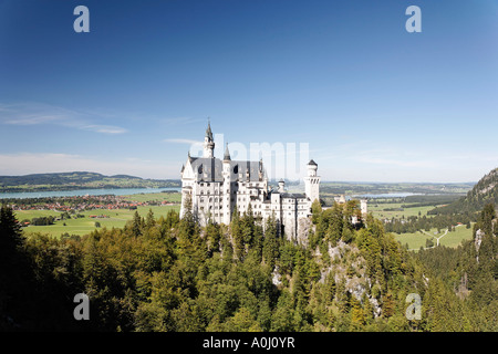 Schloss Neuschwanstein, Blick vom Marienbruecke, Schwangau, Bayern, Deutschland Stockfoto