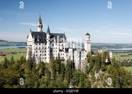 Schloss Neuschwanstein, Blick vom Marienbruecke, Schwangau, Bayern, Deutschland Stockfoto