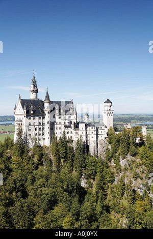 Schloss Neuschwanstein, Blick vom Marienbruecke, Schwangau, Bayern, Deutschland Stockfoto