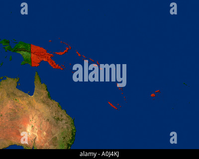 Hervorgehobene Satellitenbild von Melanesien Stockfoto