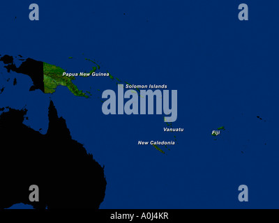 Hervorgehobene Satellitenbild von Melanesien Stockfoto
