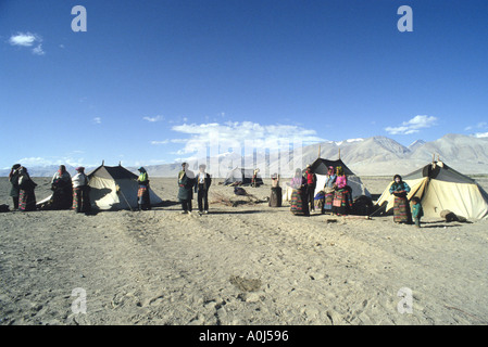 Pilger-Lager auf dem Weg zum Berg Kailash, westlichen Tibet, China Stockfoto