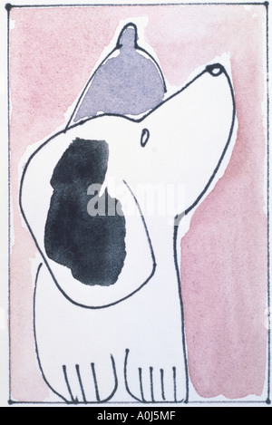 Hund III Diana Ong (B. 1940 chinesisch-amerikanischen) Tinte & Aquarell Privatsammlung Stockfoto