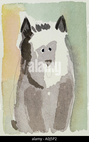 Hund X Diana Ong (b.1940 chinesisch-amerikanischen) Aquarell Private Collection Stockfoto