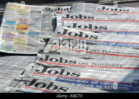 Job-Anzeigen-Seiten von Zeitungen Stockfoto