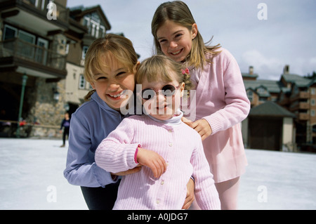 Porträt von drei Mädchen lächelnd Stockfoto