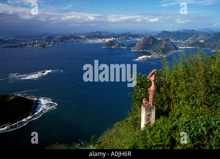 Blick vom Zuckerhut, Rio de Janeiro, Rio de Janeiro, Brasilien, Südamerika Stockfoto