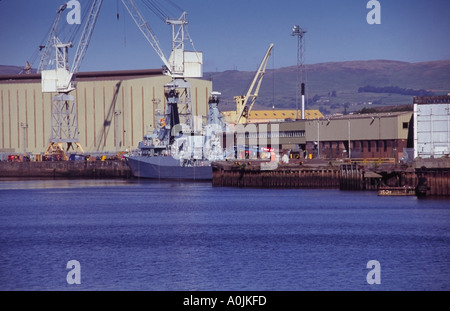 Königliche Marine Fregatten ausgestattet BAE Systems Werft Scotstoun auf der Clyde-Glasgow-Schottland Stockfoto