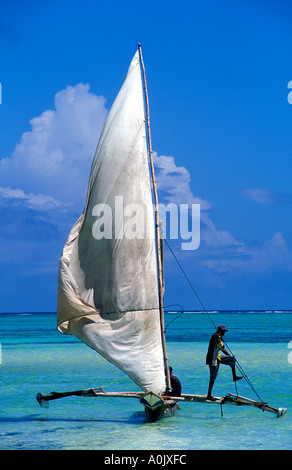 Segelboot Kiwengwa Strand Sansibar Tansania Stockfoto